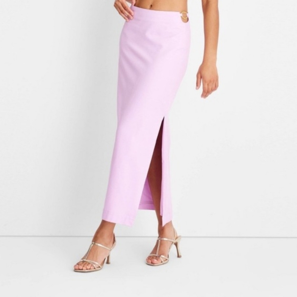 Future Collective Lilac Pencil Skirt Size Zip Other Side Silver Buckle Sz 18 NWT